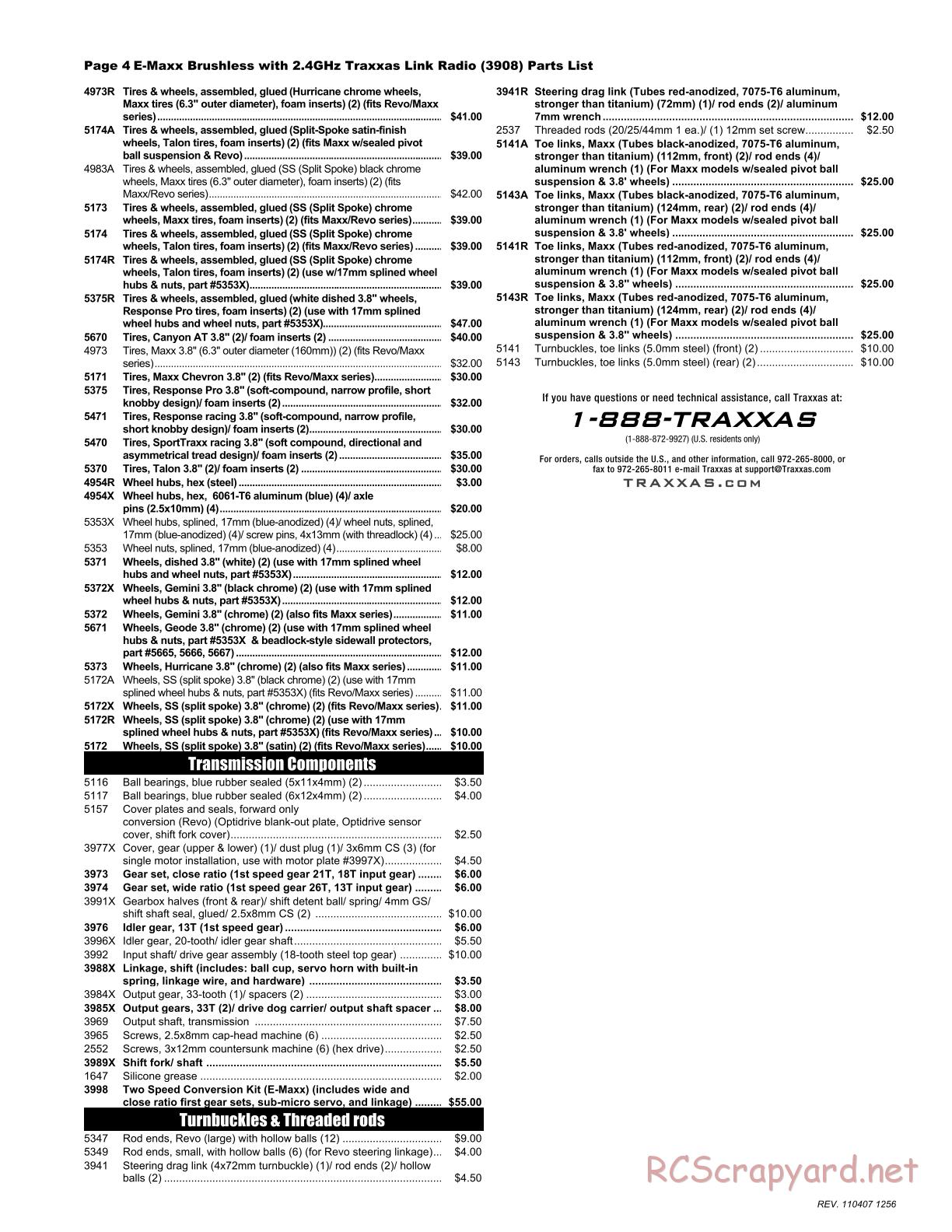 Traxxas - E-Maxx Brushless - Parts List - Page 4