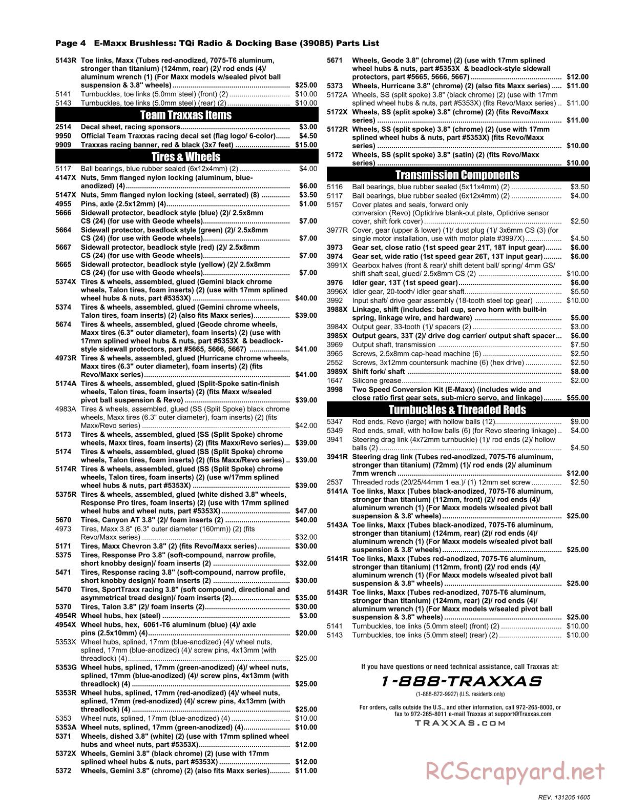 Traxxas - E-Maxx Brushless (2014) - Parts List - Page 4