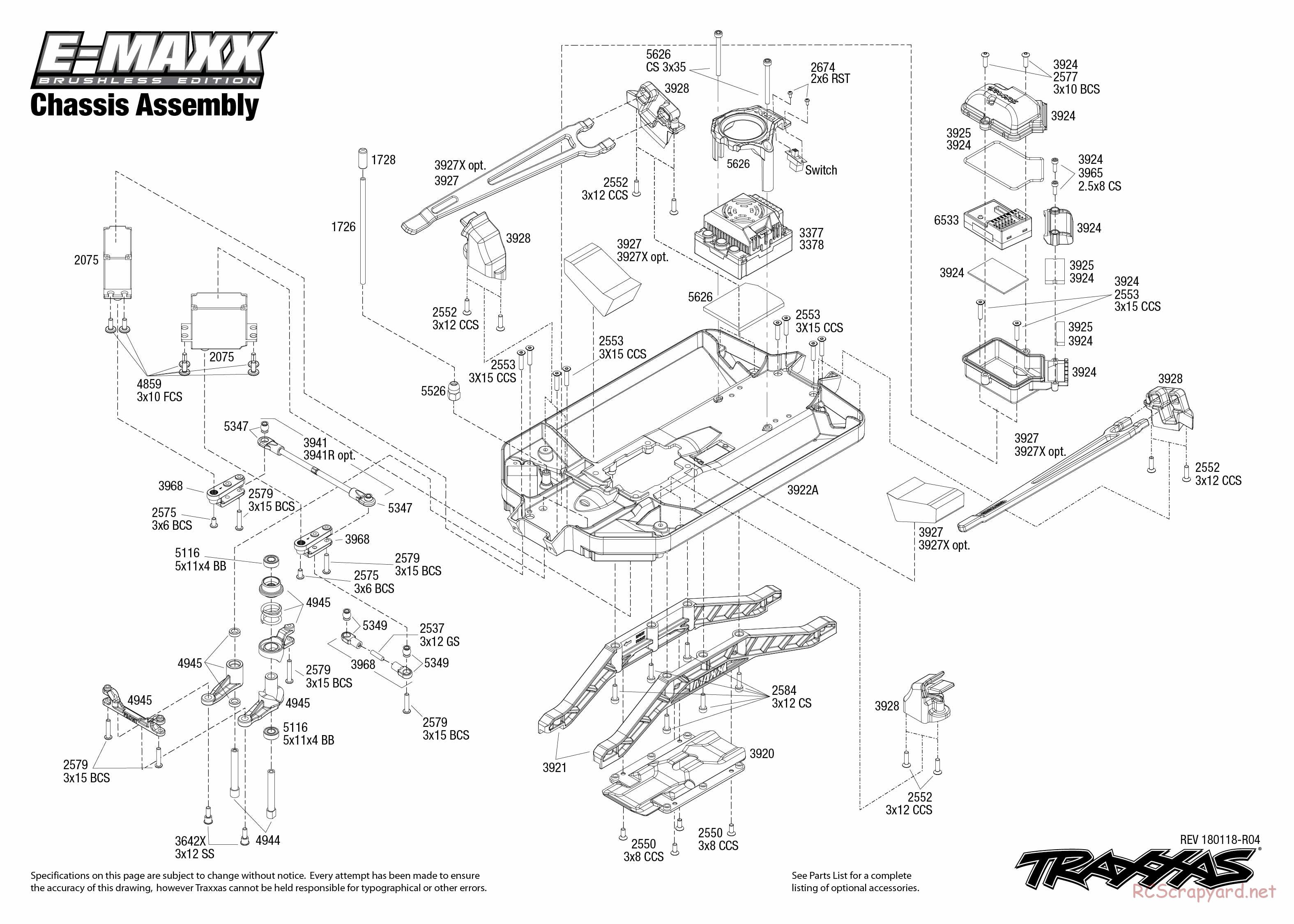 Traxxas - E-Maxx Brushless TSM (2016) - Exploded Views - Page 1