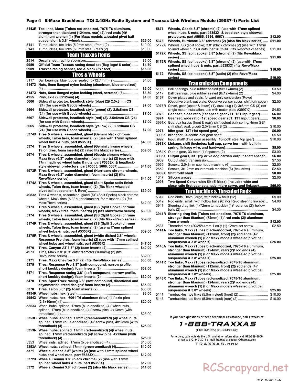 Traxxas - E-Maxx Brushless (2015) - Parts List - Page 4