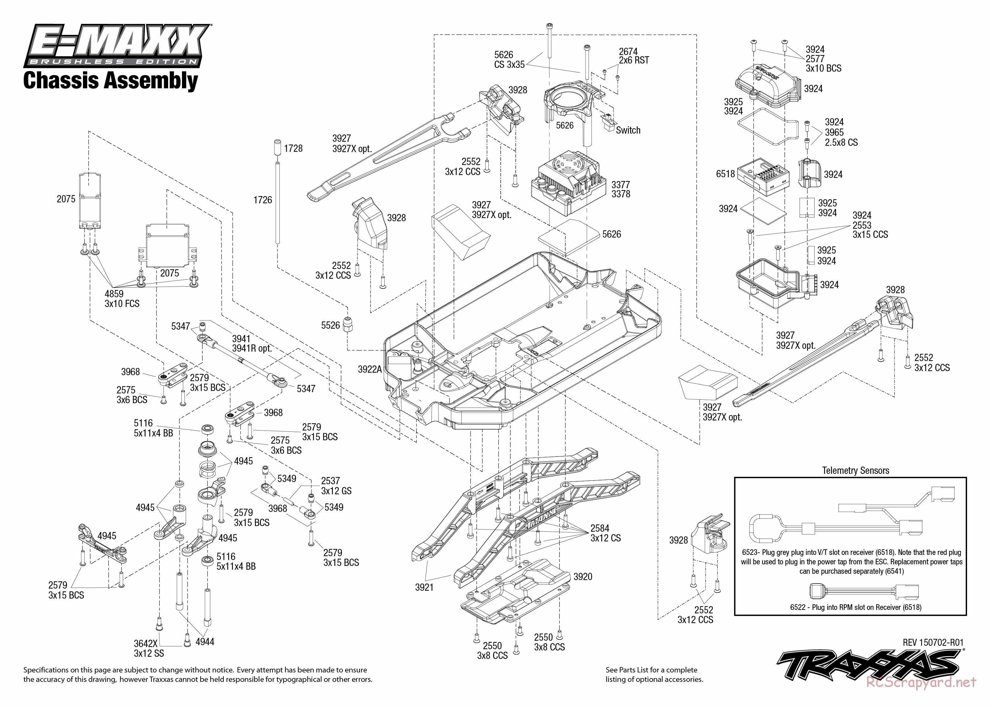 Traxxas - E-Maxx Brushless (2015) - Exploded Views - Page 1