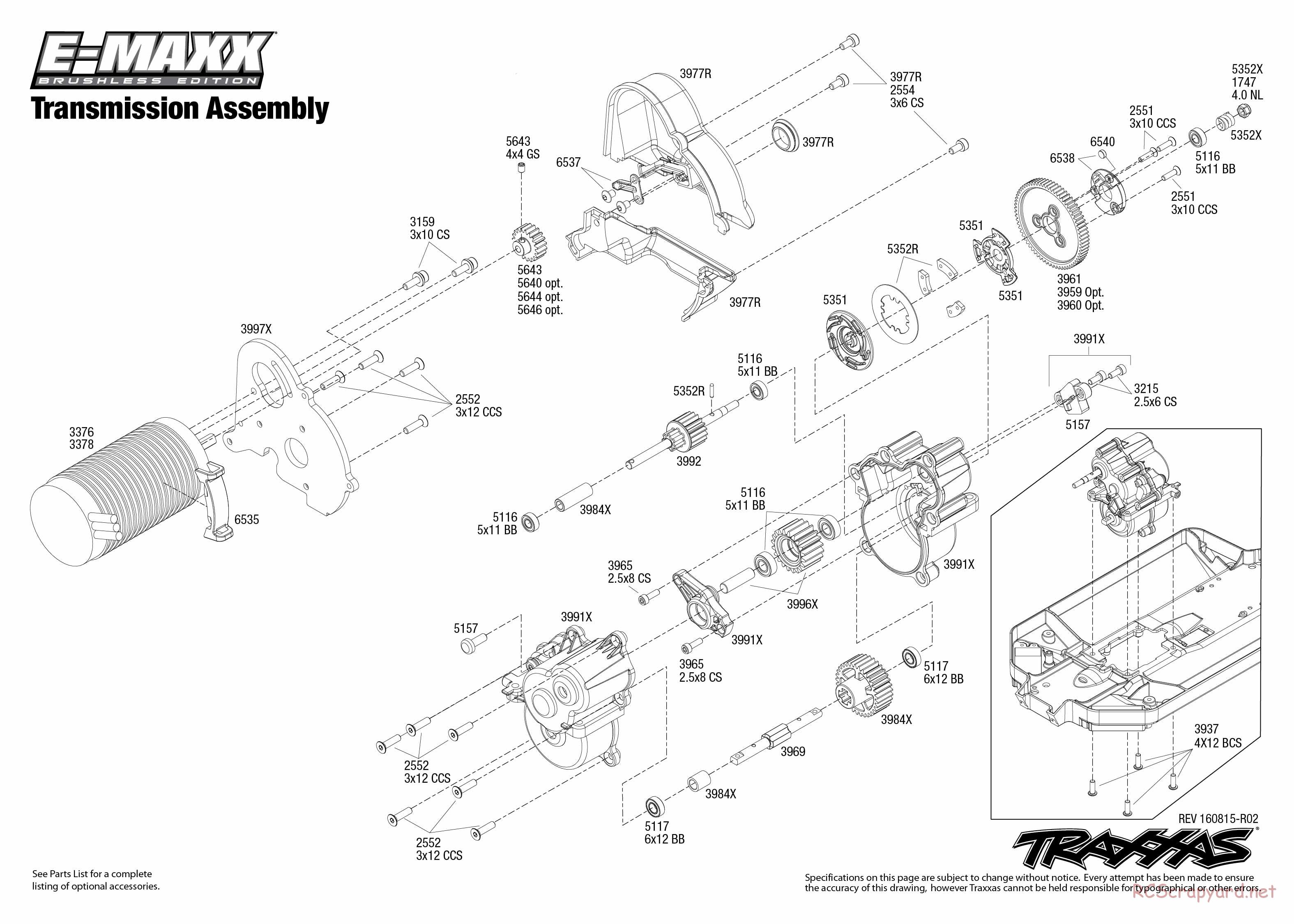 Traxxas - E-Maxx Brushless TSM (2016) - Exploded Views - Page 4