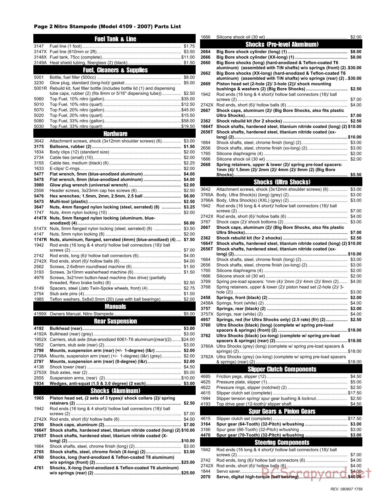 Traxxas - Nitro Stampede (2007) - Parts List - Page 2