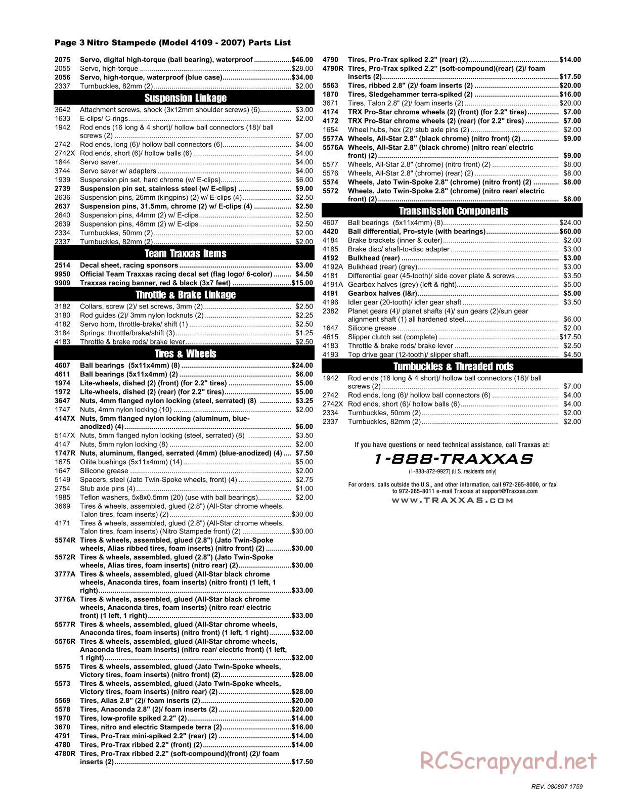 Traxxas - Nitro Stampede (2007) - Parts List - Page 3