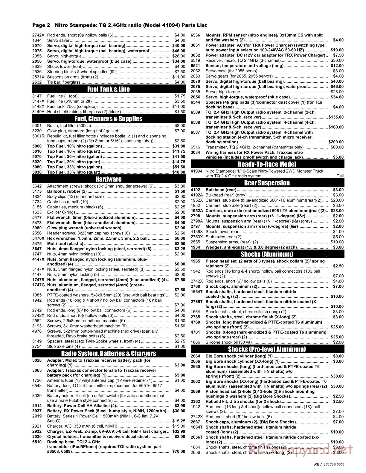 Traxxas - Nitro Stampede (2013) - Parts List - Page 2