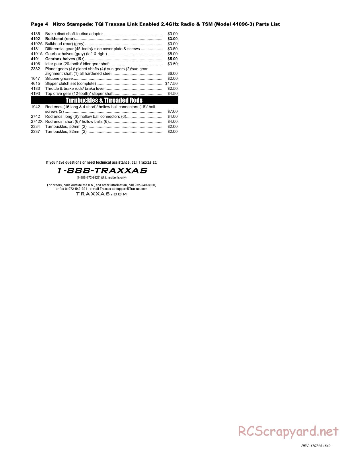Traxxas - Nitro Stampede TSM - Parts List - Page 4