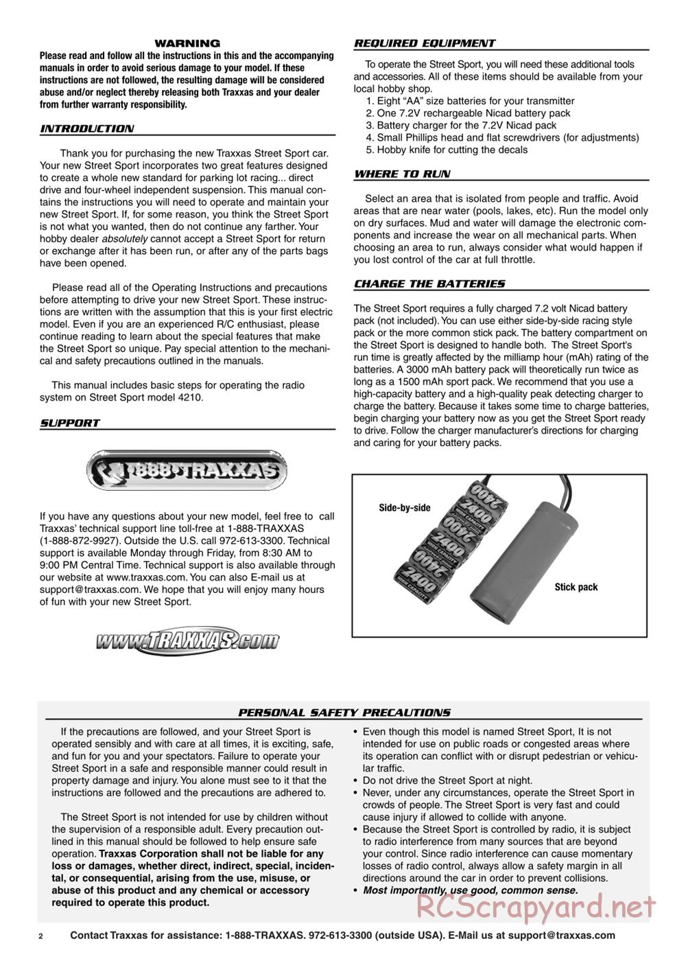 Traxxas - Street Sport - Manual - Page 2