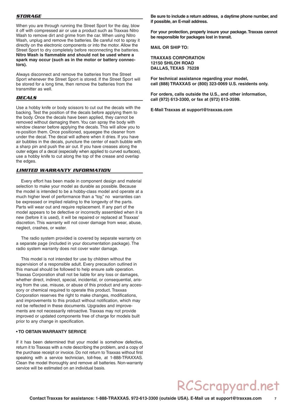 Traxxas - Street Sport - Manual - Page 7