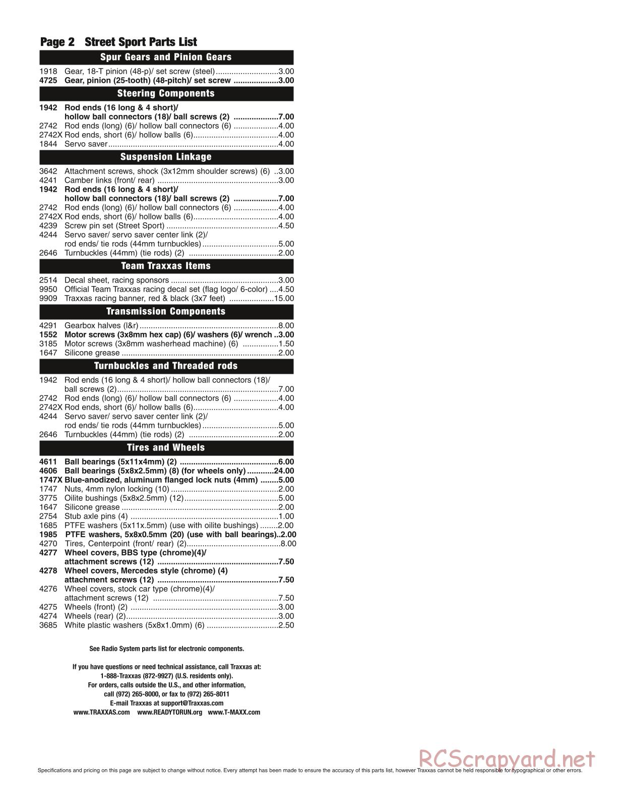 Traxxas - Street Sport - Parts List - Page 2