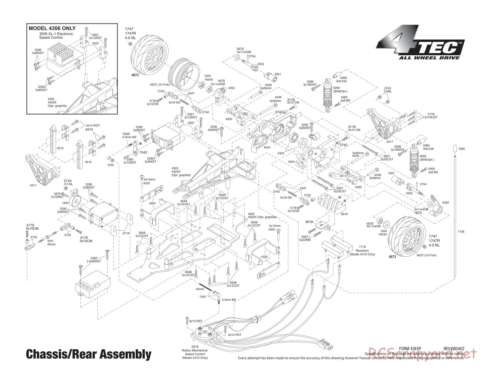 Traxxas - 4-Tec XL-1 - Exploded Views - Page 1