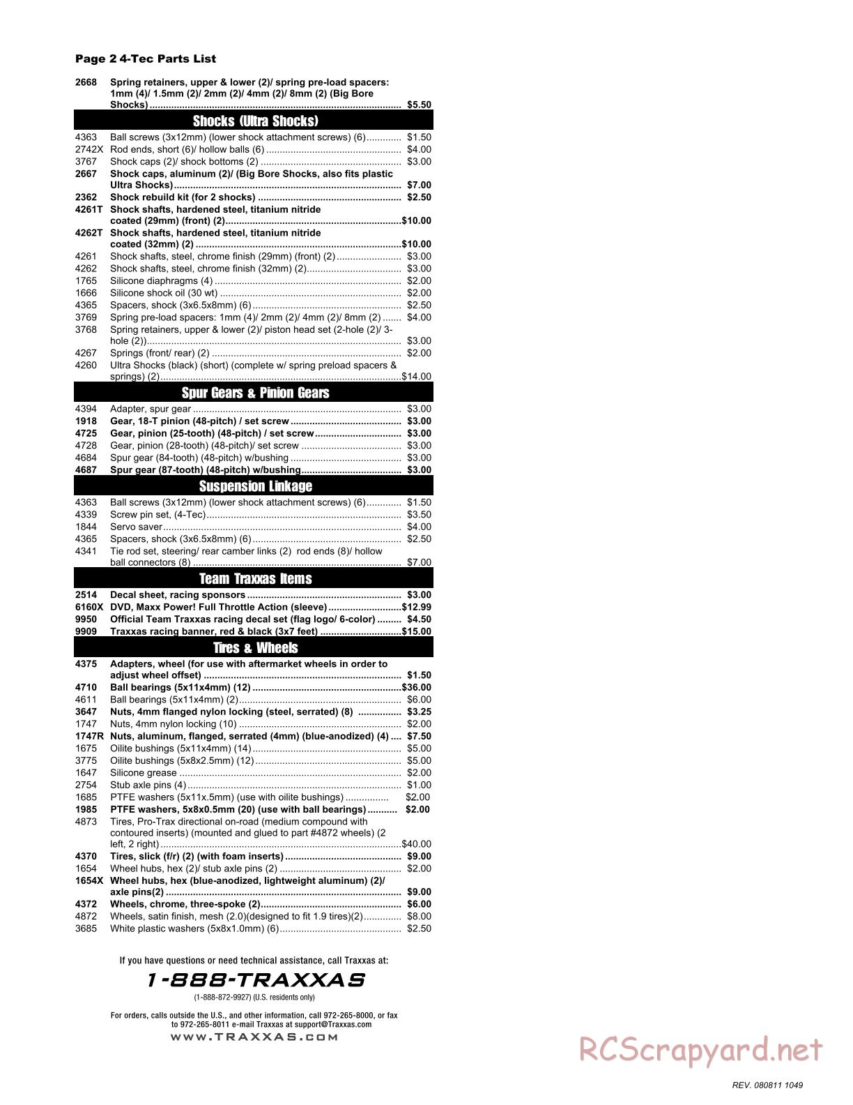 Traxxas - 4-Tec XL-1 - Parts List - Page 2