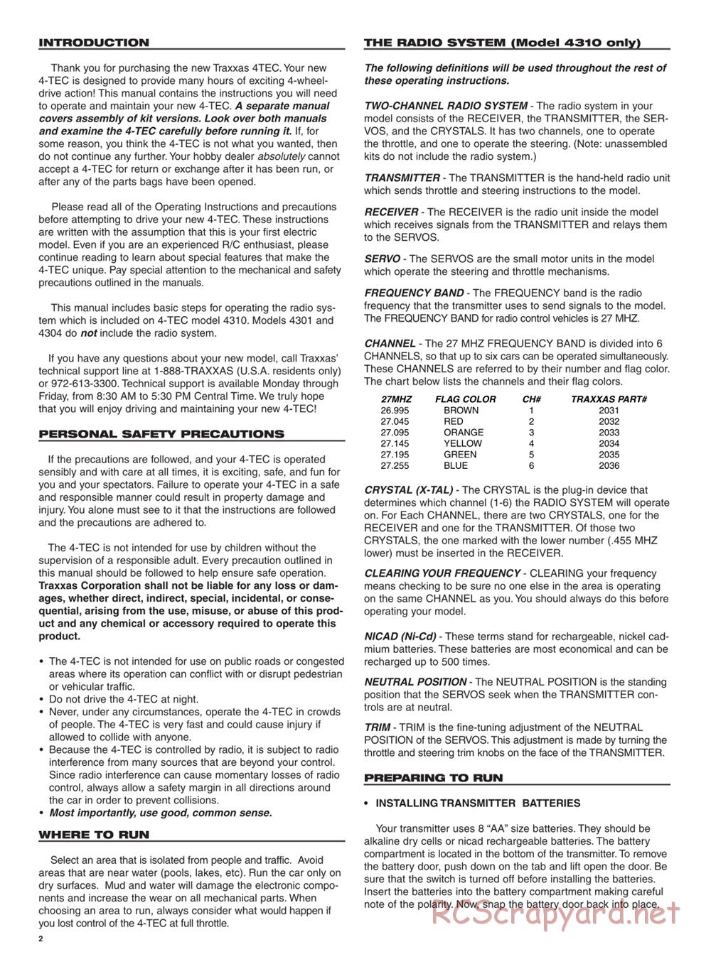 Traxxas - 4-Tec - Manual - Page 2