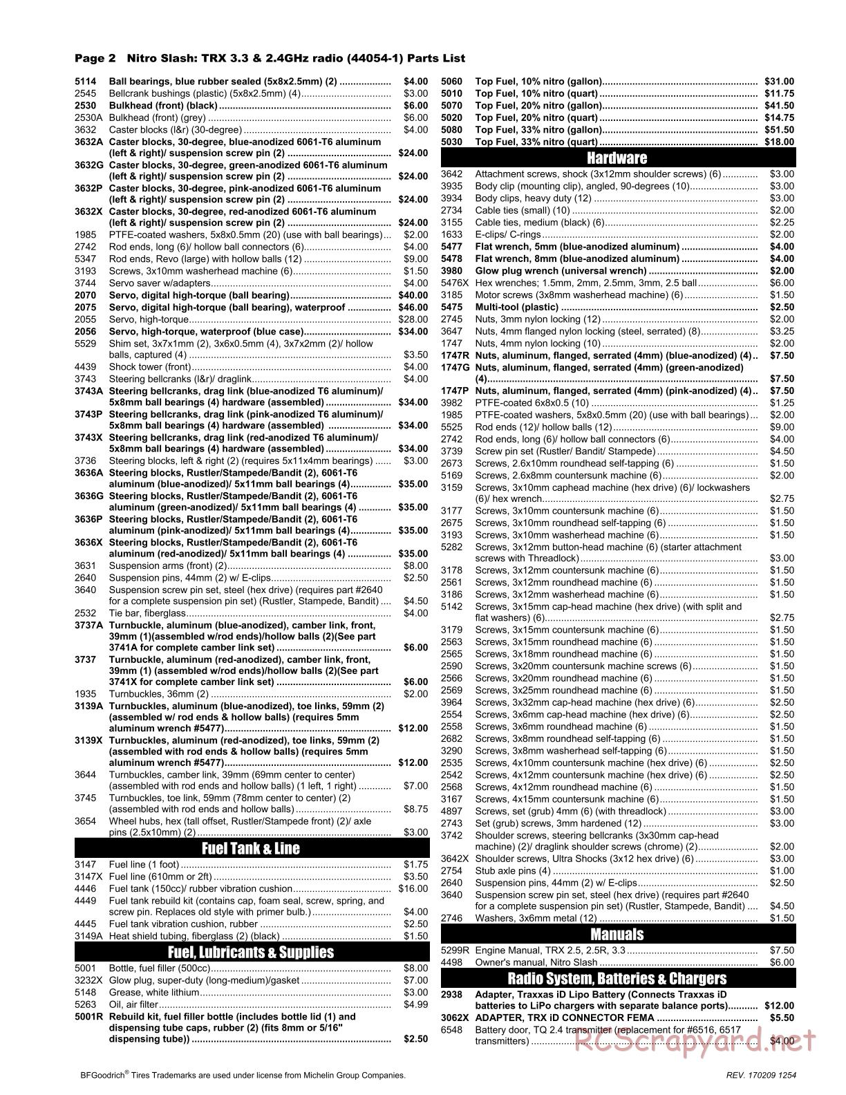 Traxxas - Nitro Slash (2014) - Parts List - Page 2