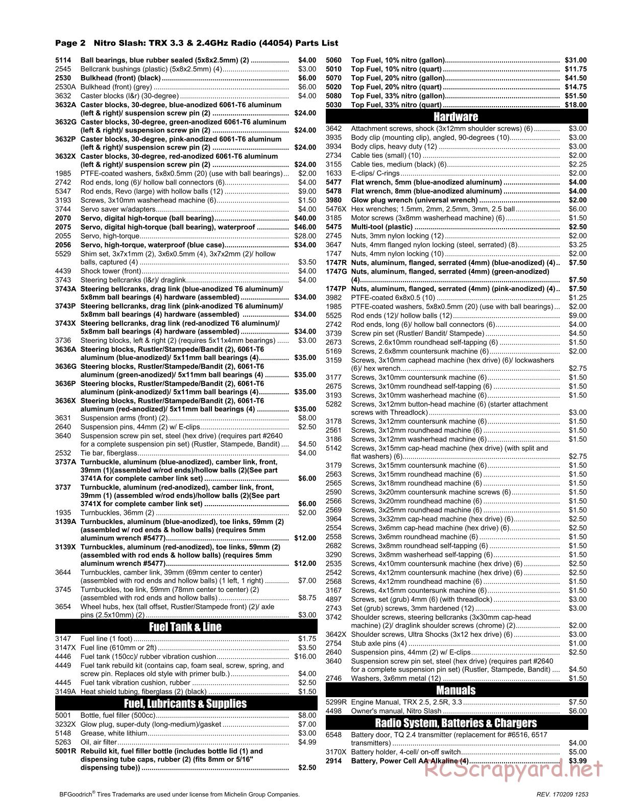 Traxxas - Nitro Slash (2012) - Parts List - Page 2