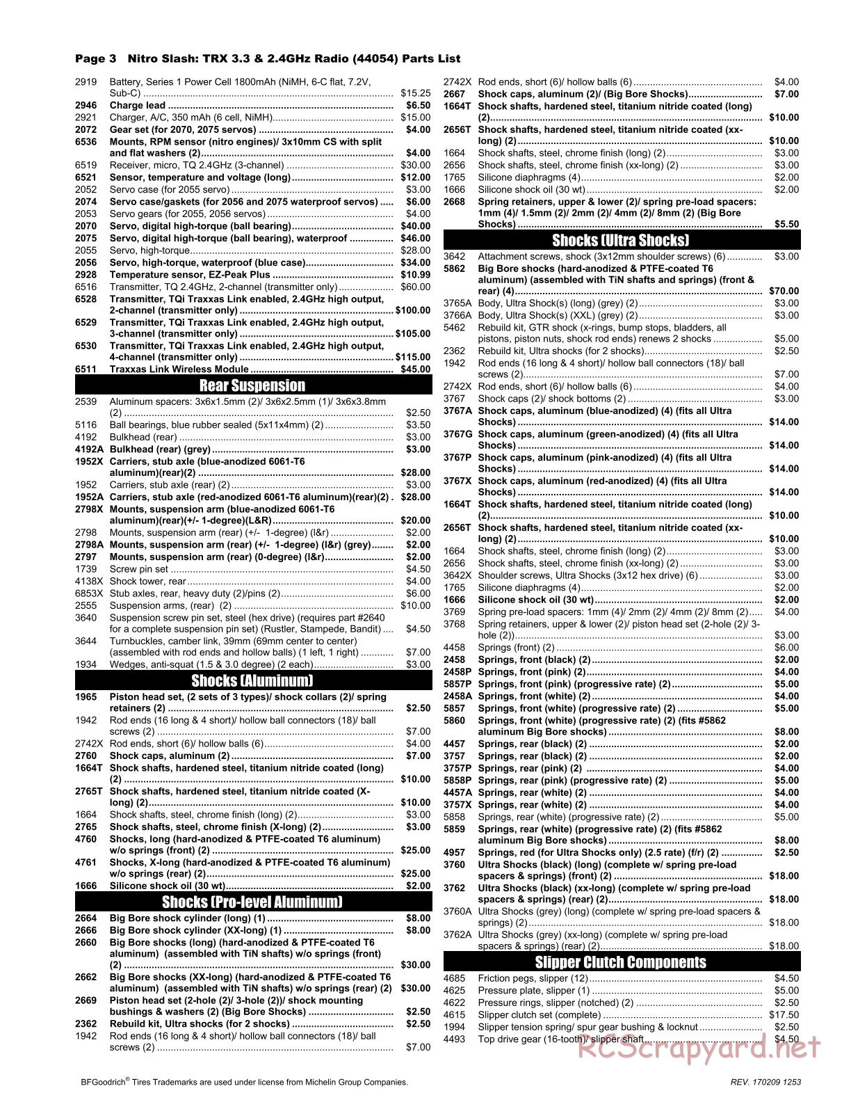 Traxxas - Nitro Slash (2012) - Parts List - Page 3