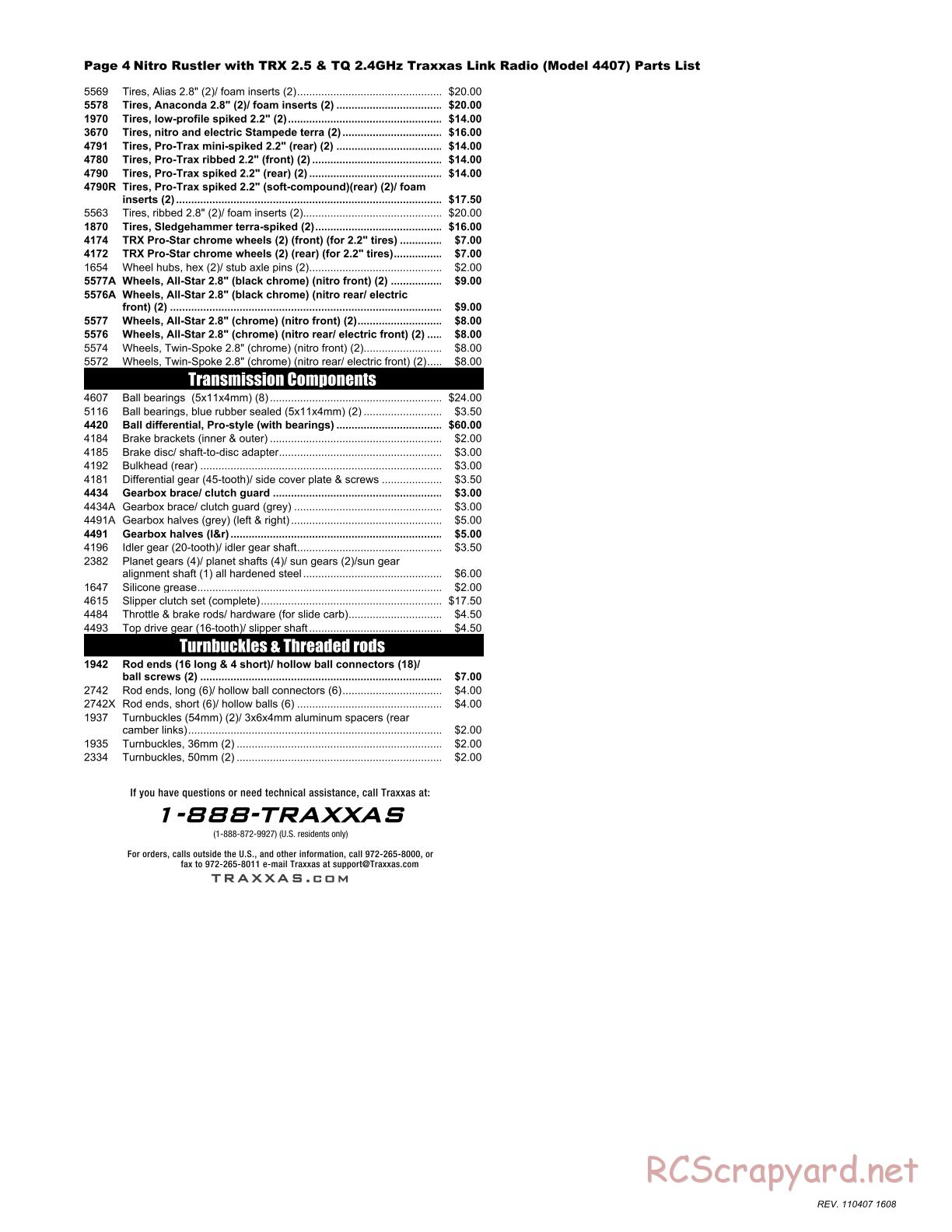 Traxxas - Nitro Rustler (2010) - Parts List - Page 4