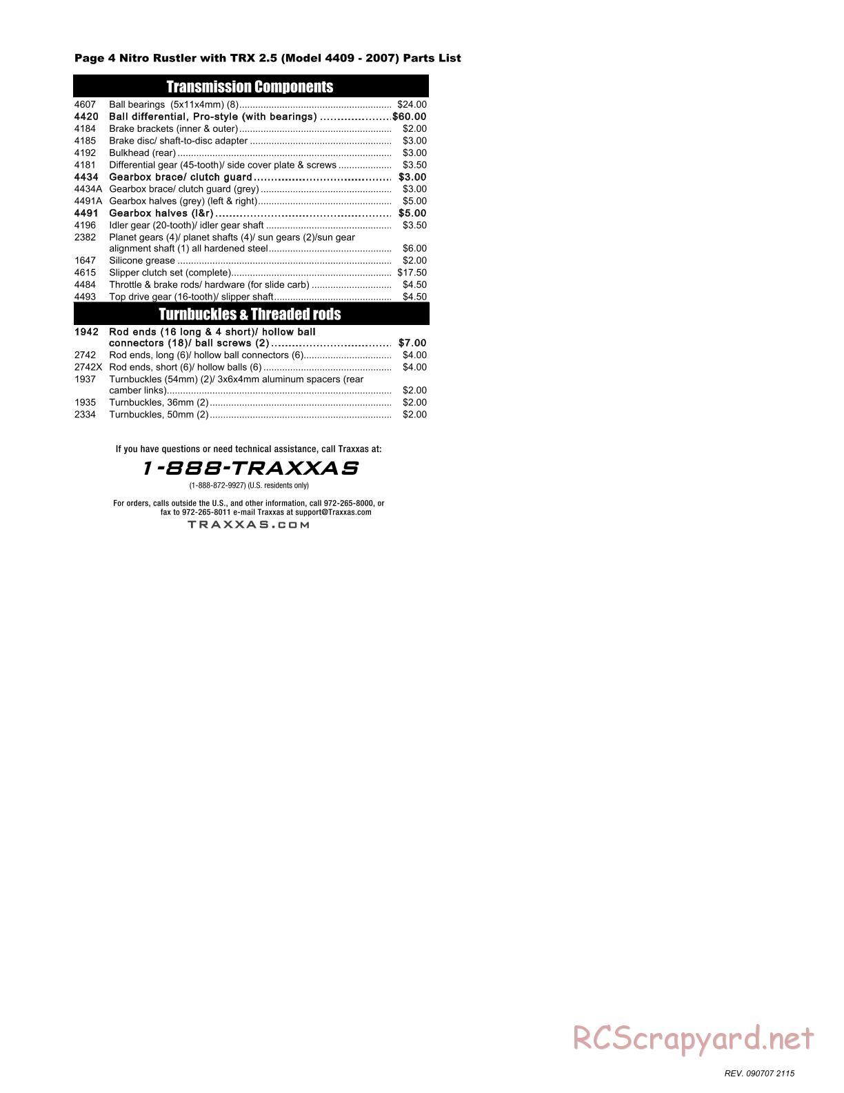 Traxxas - Nitro Rustler (2012) - Parts List - Page 4