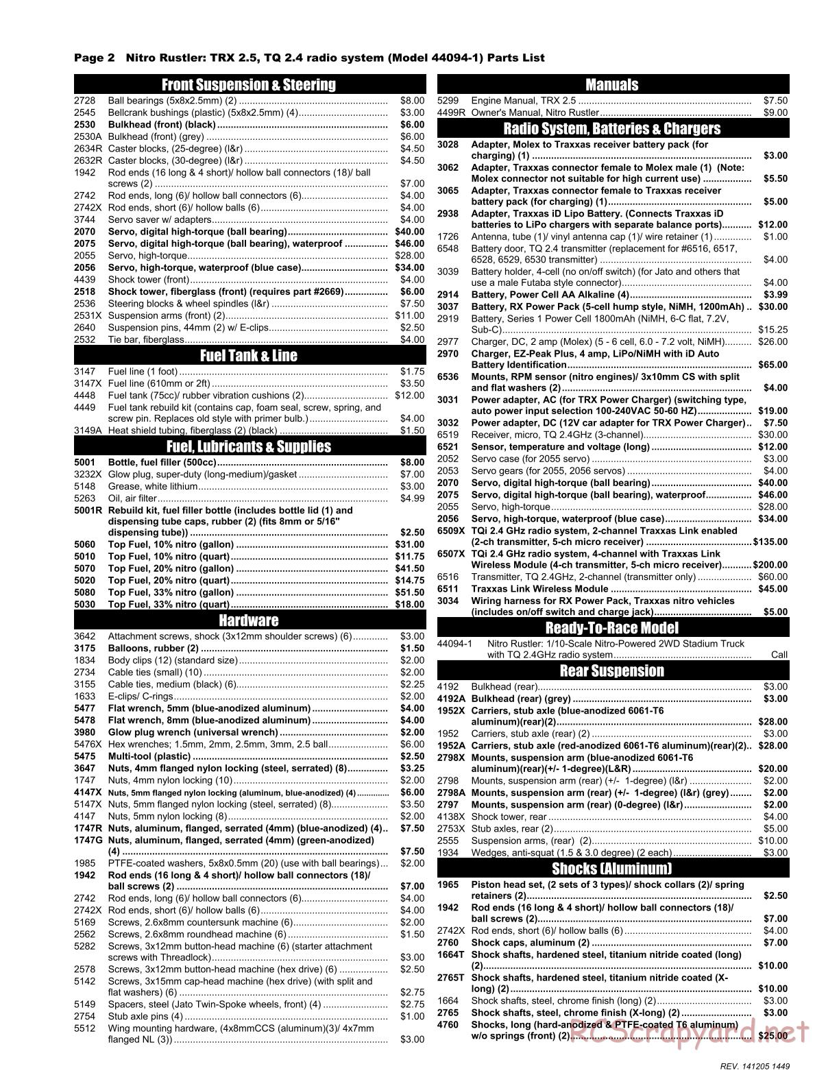 Traxxas - Nitro Rustler (2015) - Parts List - Page 2