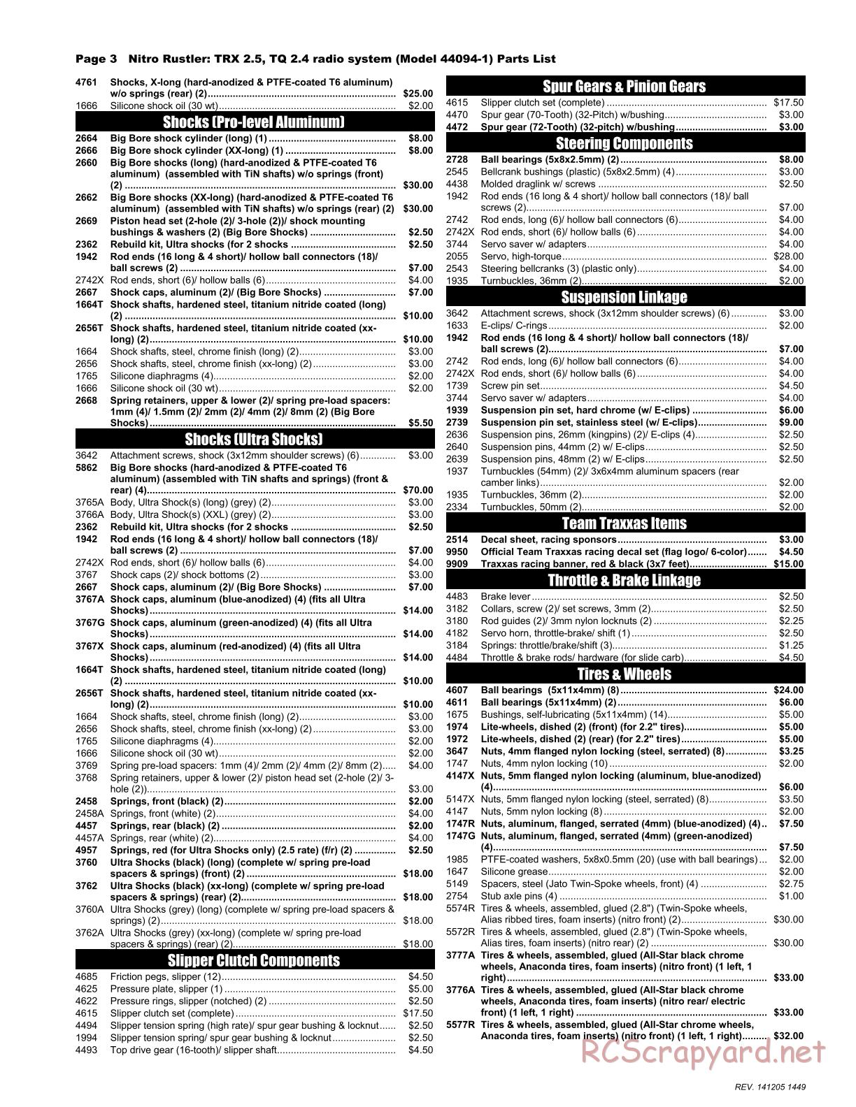Traxxas - Nitro Rustler (2015) - Parts List - Page 3
