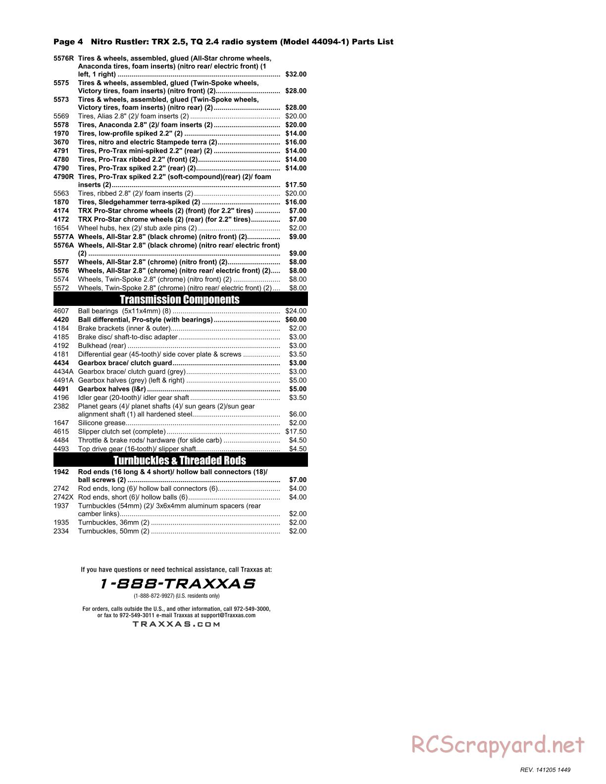 Traxxas - Nitro Rustler (2015) - Parts List - Page 4