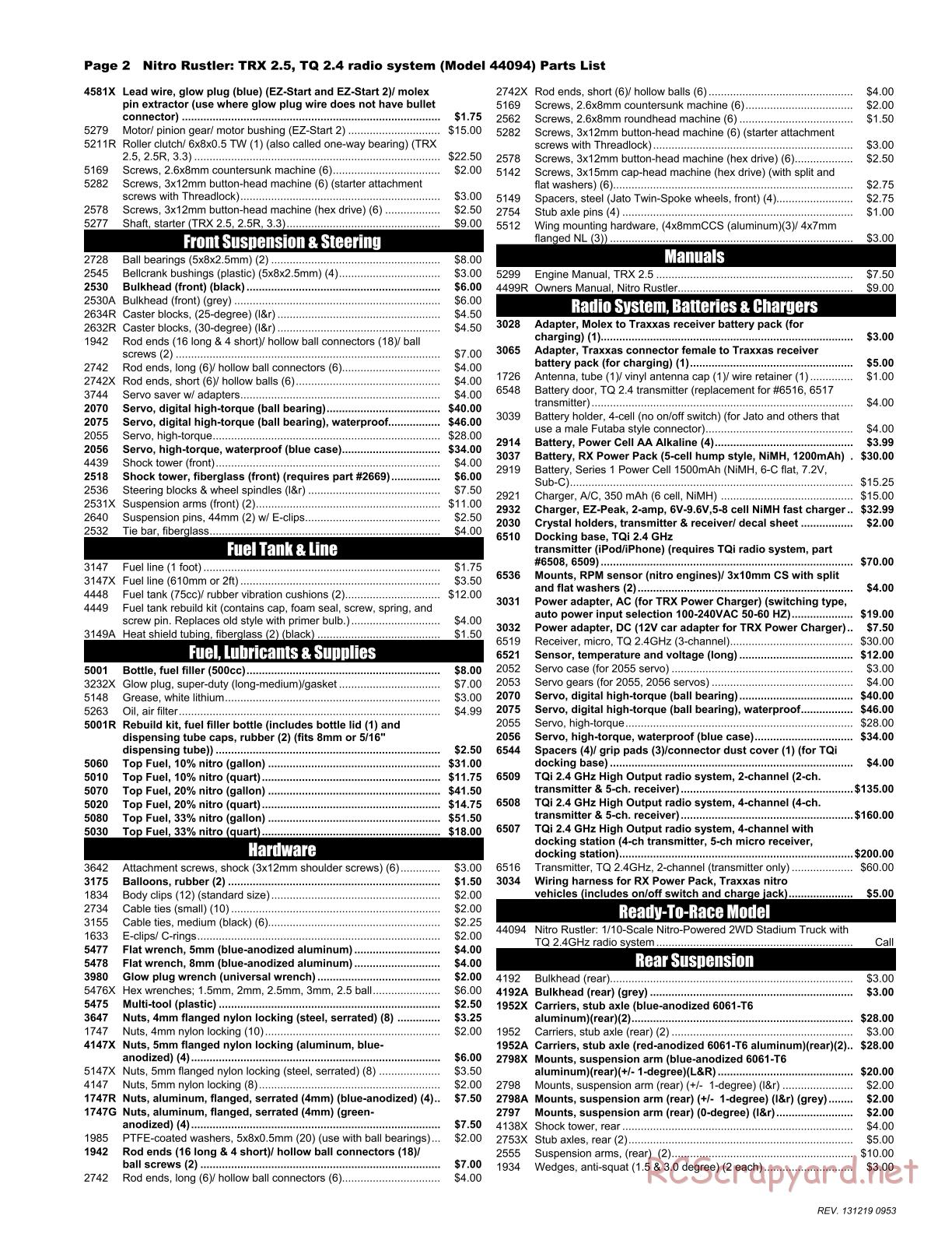 Traxxas - Nitro Rustler (2013) - Parts List - Page 2