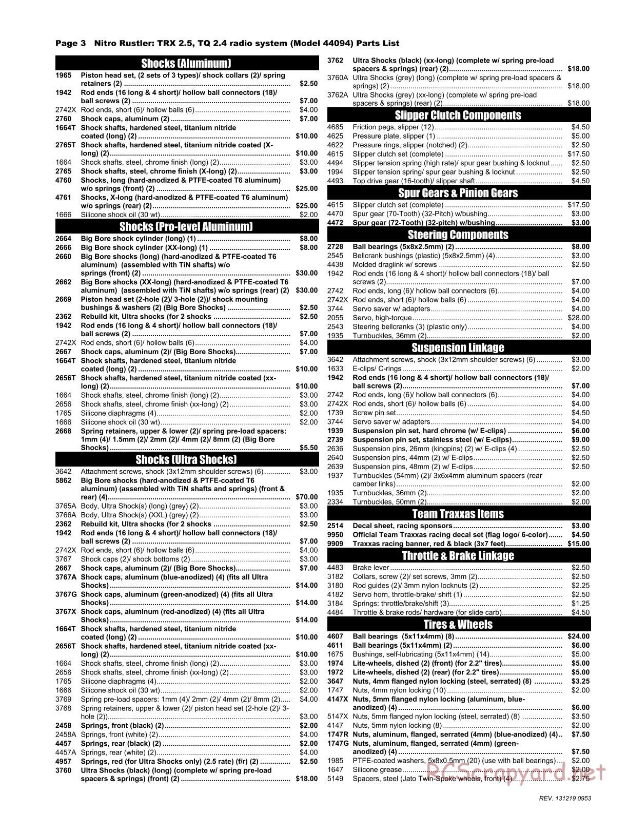 Traxxas - Nitro Rustler (2013) - Parts List - Page 3
