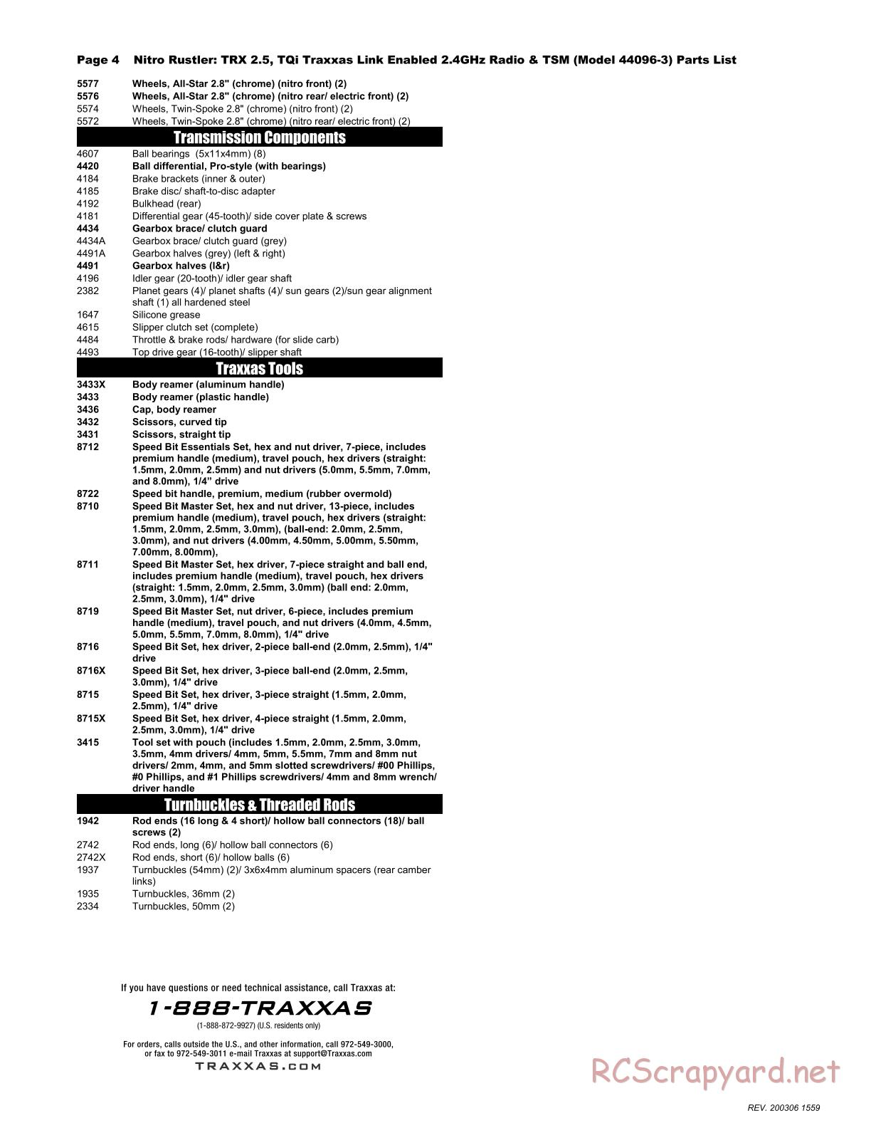 Traxxas - Nitro Rustler TSM (2016) - Parts List - Page 4