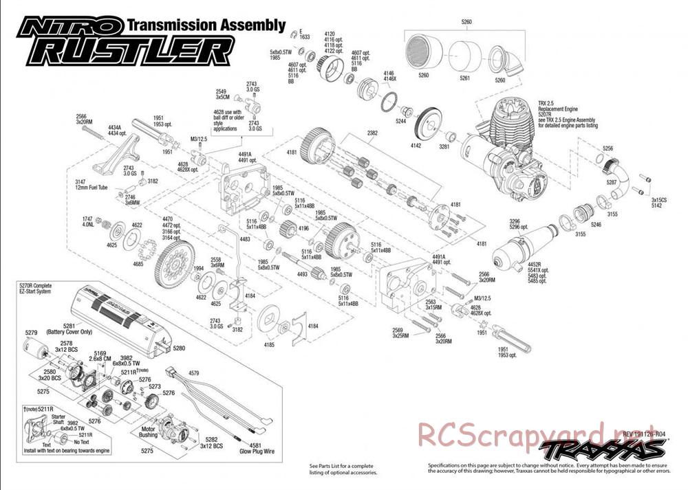 Traxxas - Nitro Rustler TSM (2016) - Exploded Views - Page 4