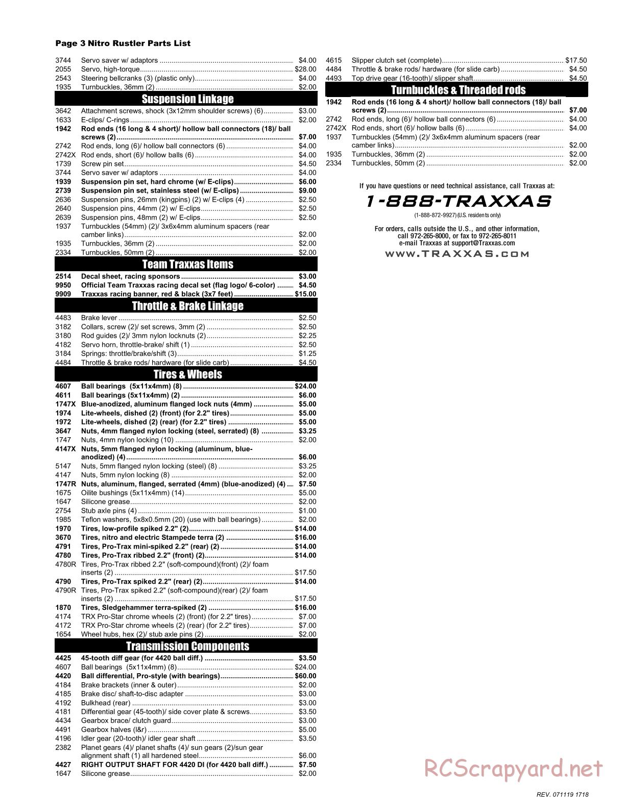 Traxxas - Nitro Rustler (1997) - Parts List - Page 3