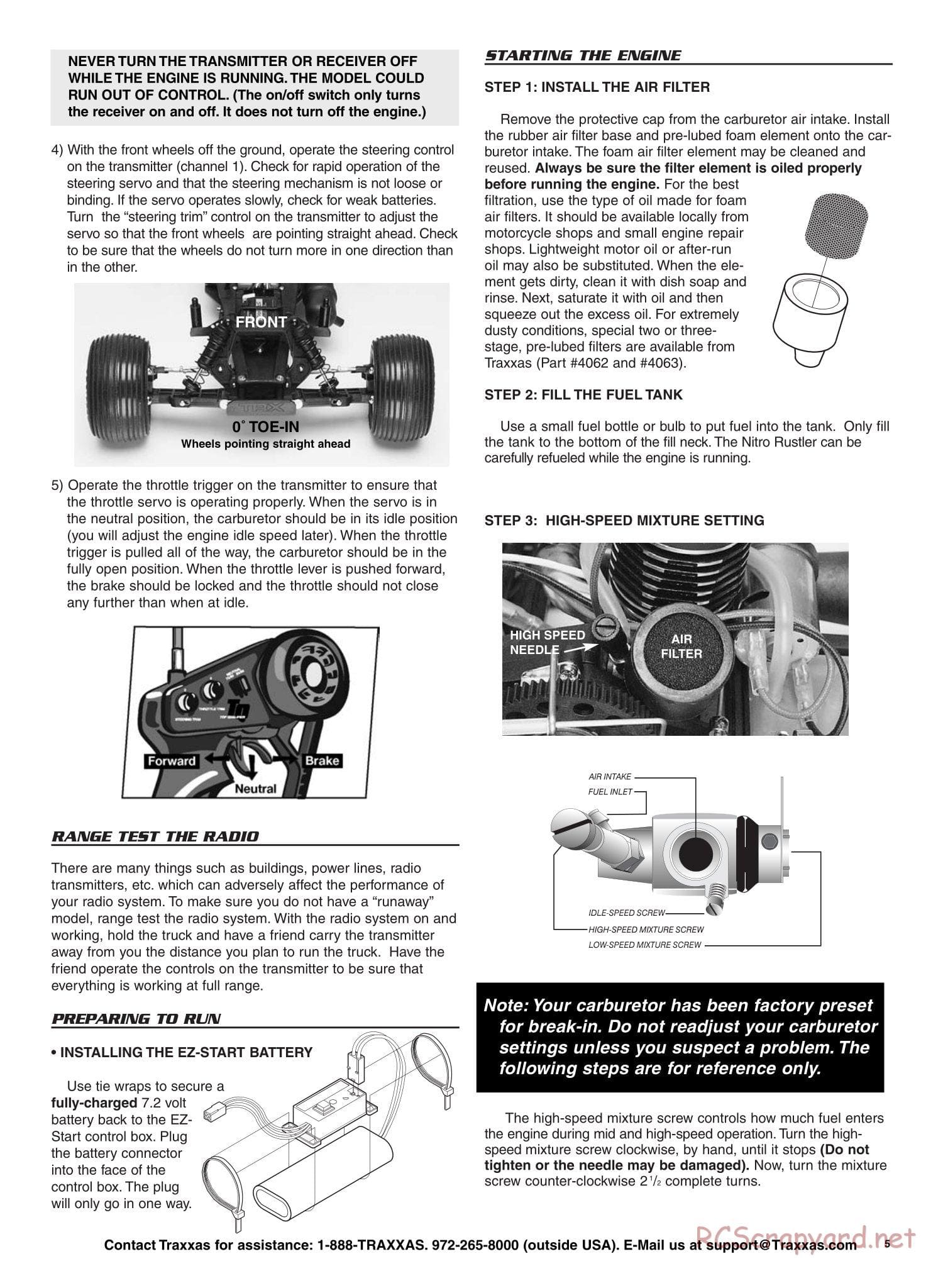Traxxas - Nitro Rustler - Manual - Page 5