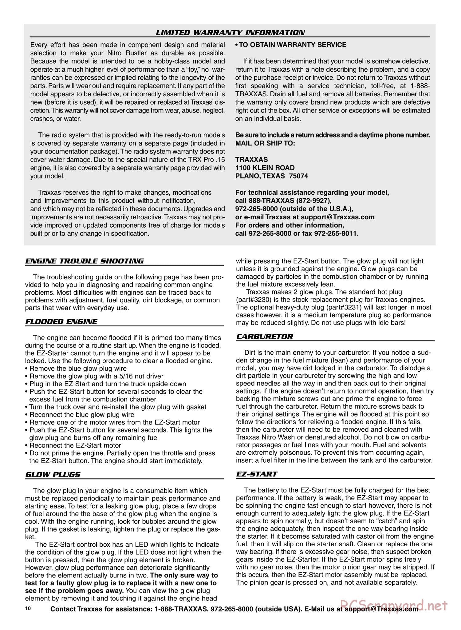 Traxxas - Nitro Rustler - Manual - Page 10
