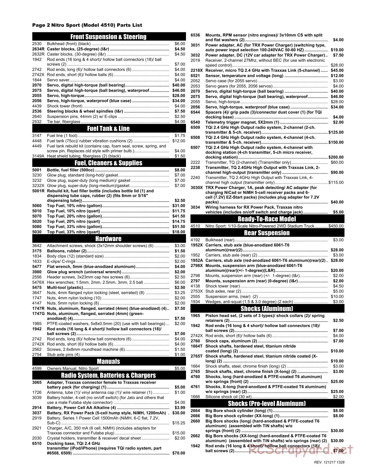 Traxxas - Nitro Sport - Parts List - Page 2