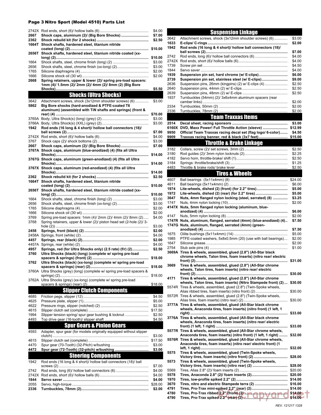 Traxxas - Nitro Sport - Parts List - Page 3