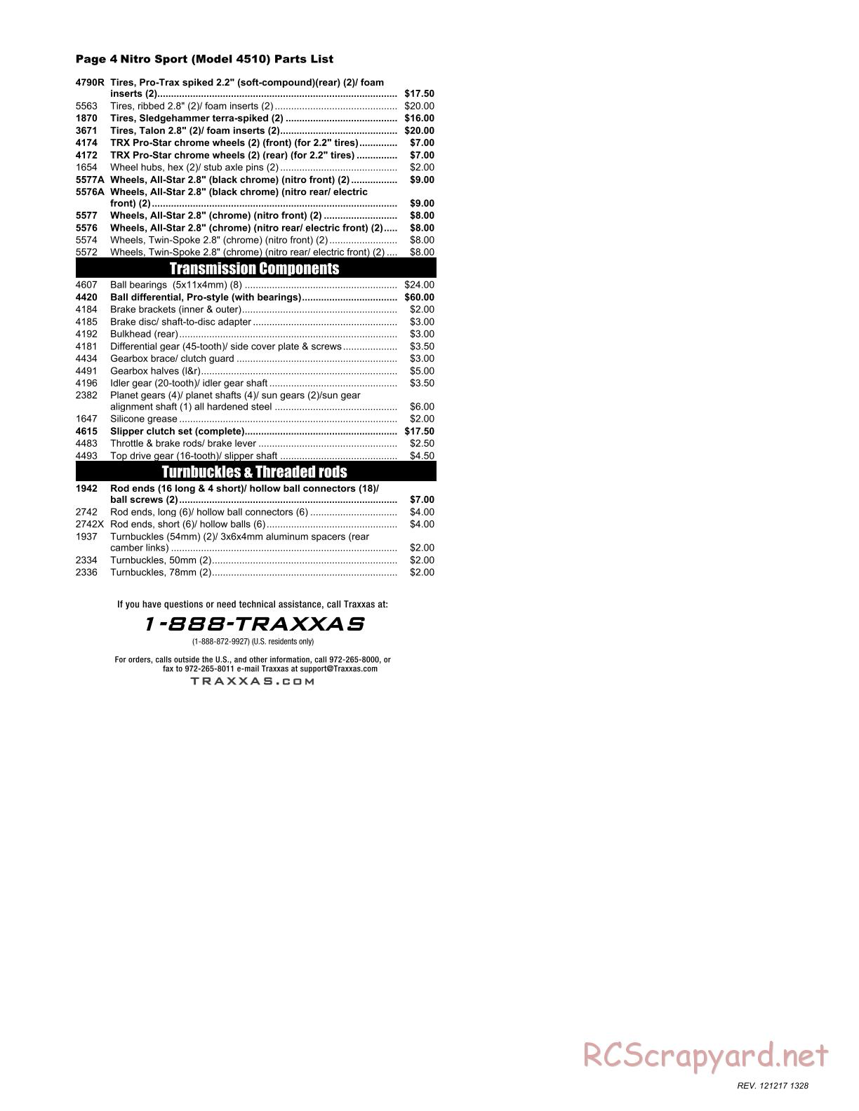 Traxxas - Nitro Sport - Parts List - Page 4