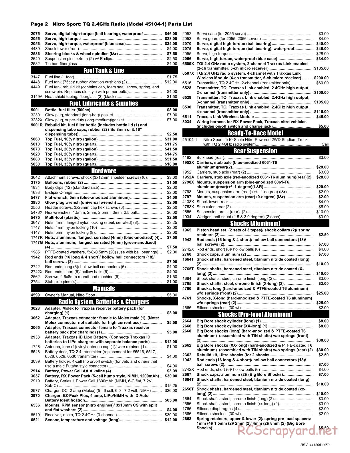 Traxxas - Nitro Sport (2015) - Parts List - Page 2