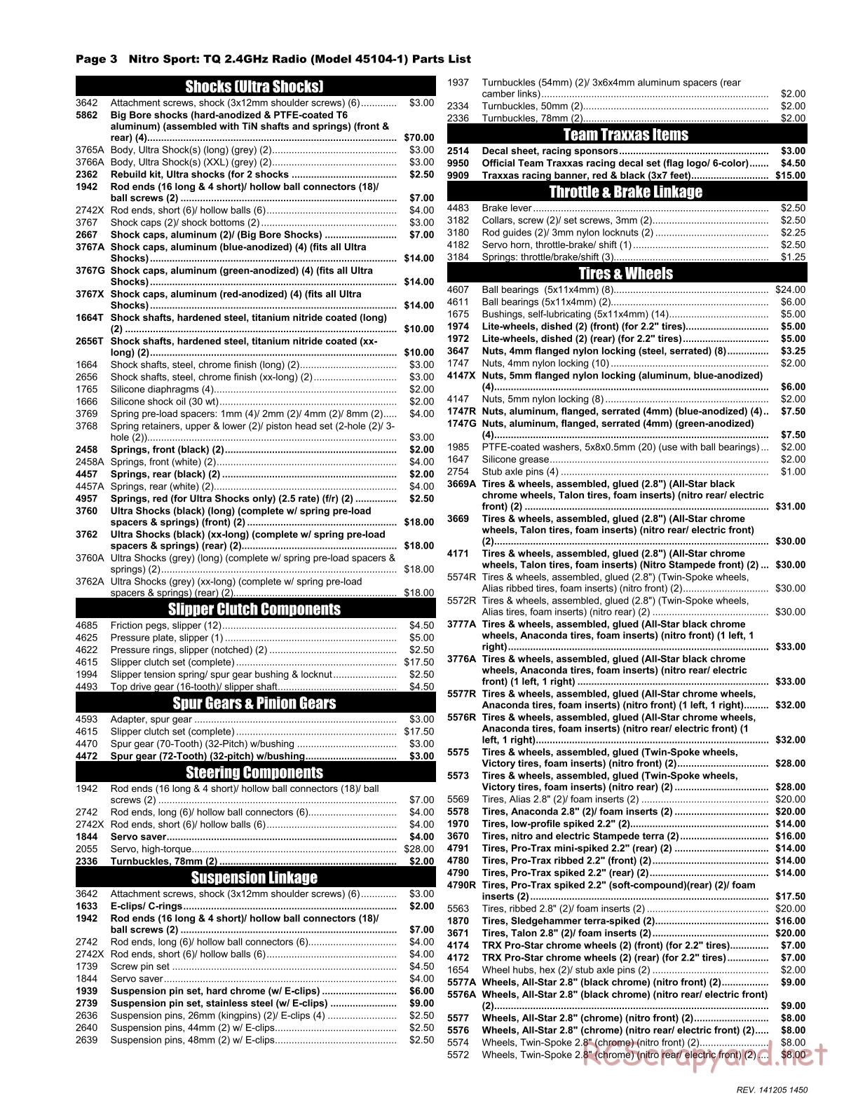 Traxxas - Nitro Sport (2015) - Parts List - Page 3