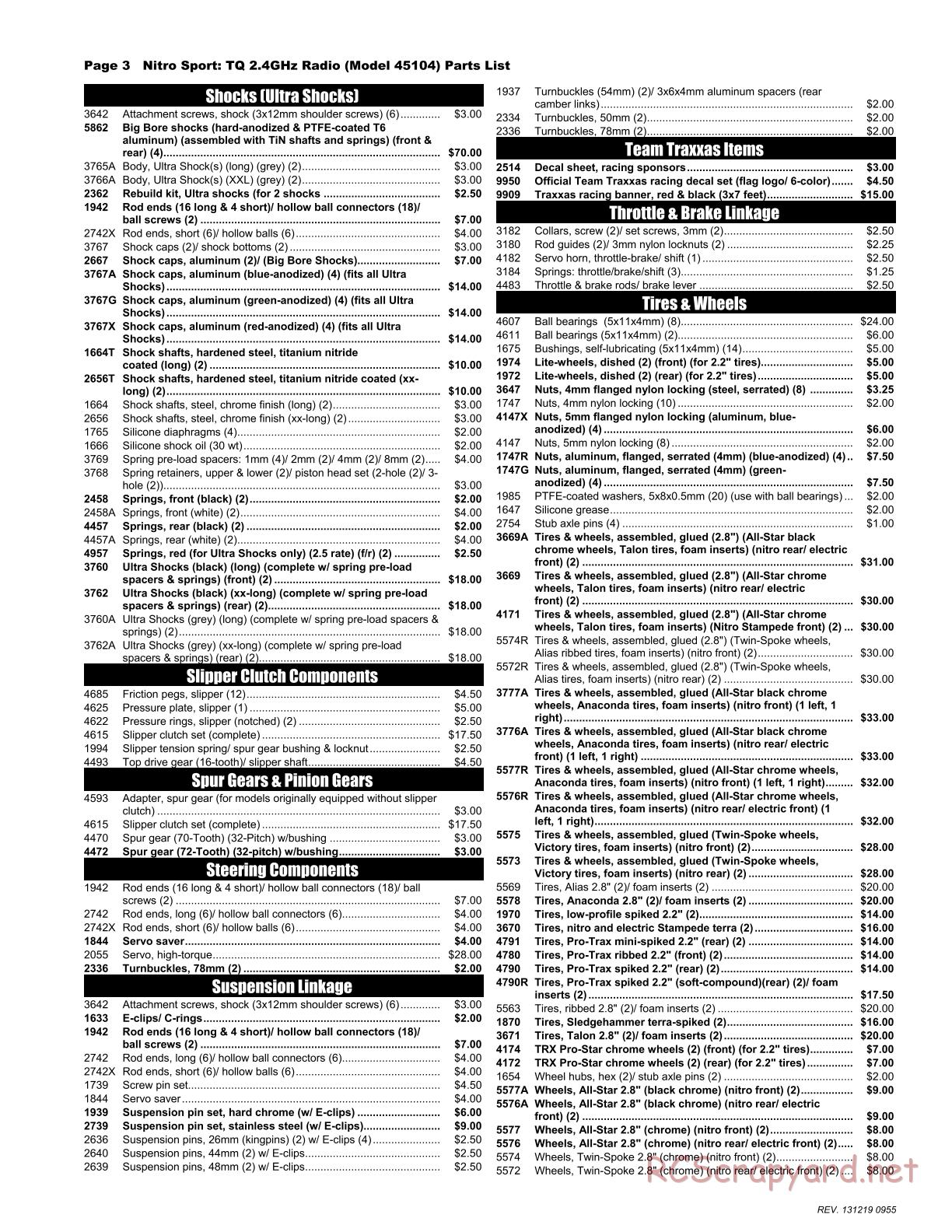 Traxxas - Nitro Sport (2013) - Parts List - Page 3