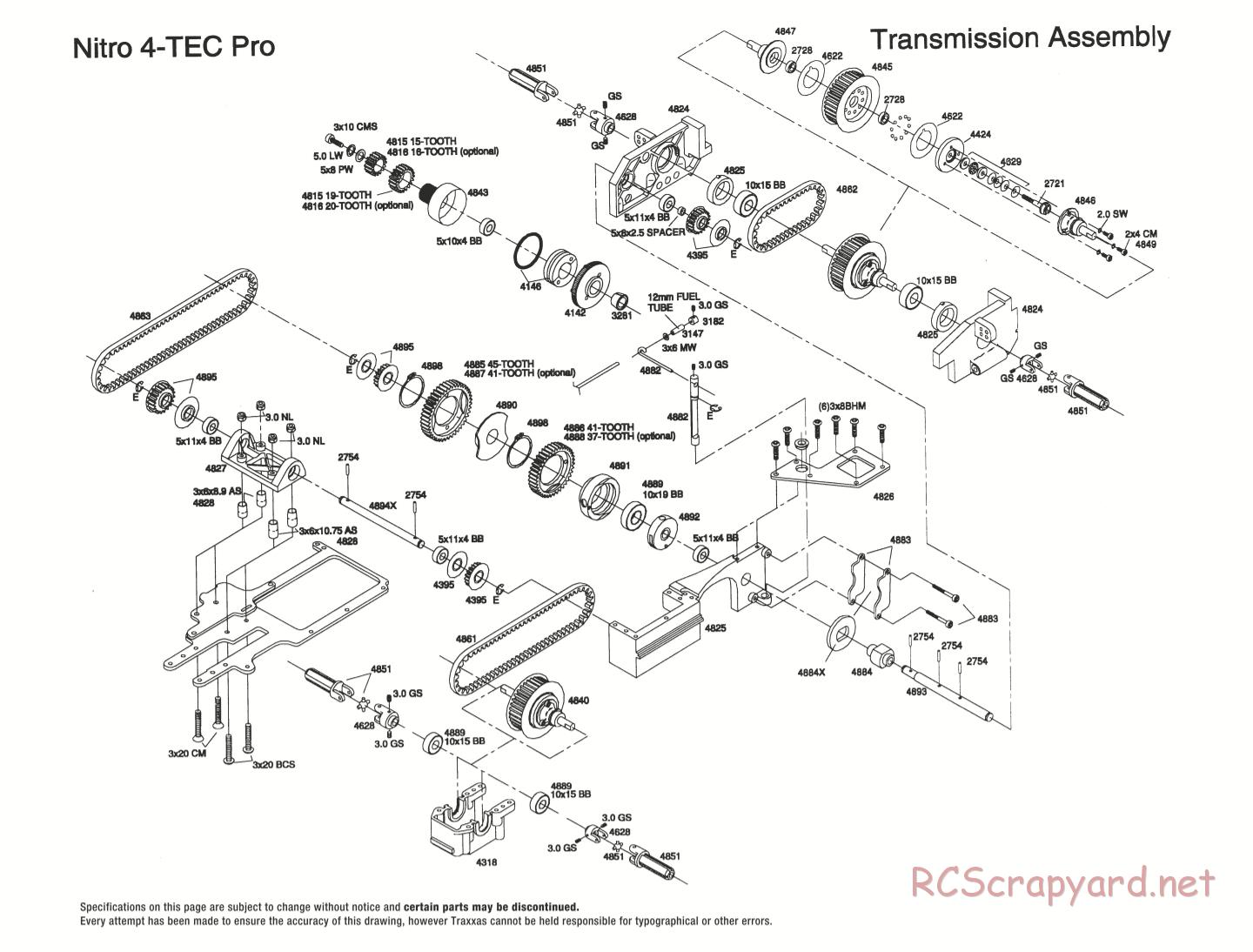 Traxxas - Nitro 4-Tec Pro (1998) - Exploded Views - Page 4