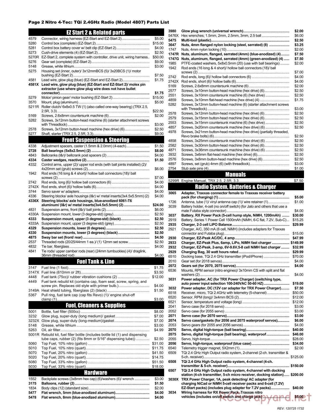 Traxxas - Nitro 4-Tec 3.3 (2010) - Parts List - Page 2