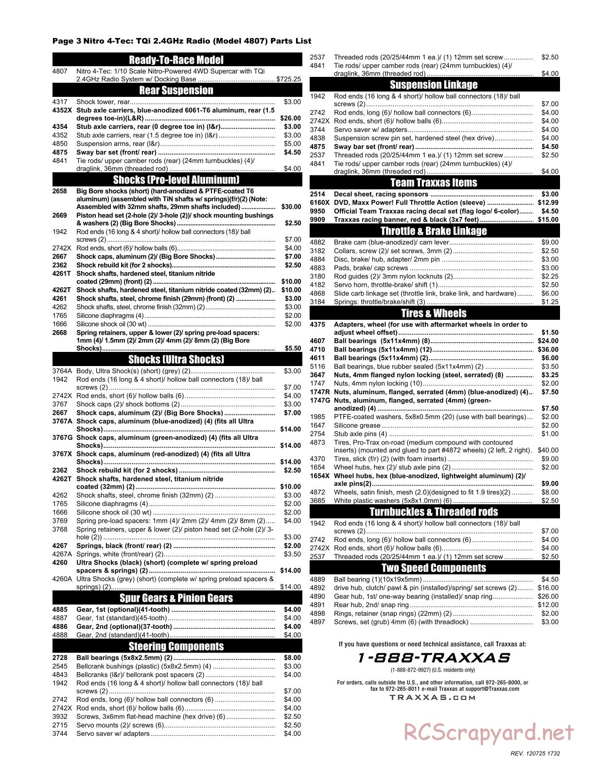 Traxxas - Nitro 4-Tec 3.3 (2010) - Parts List - Page 3