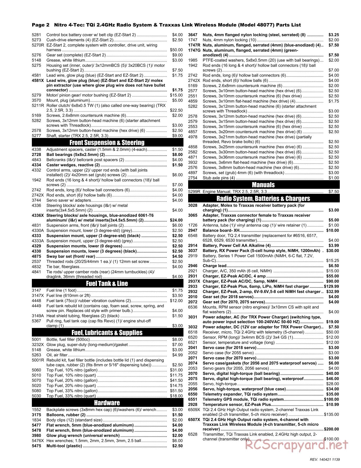 Traxxas - Nitro 4-Tec 3.3 (2014) - Parts List - Page 2
