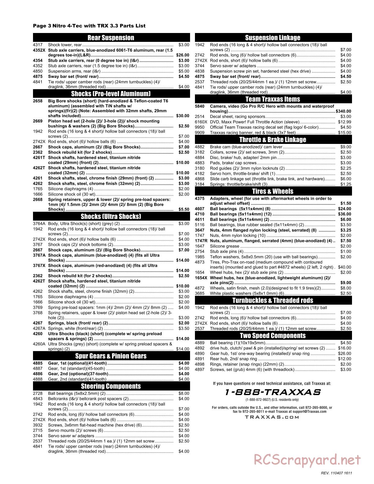 Traxxas - Nitro 4-Tec 3.3 (2006) - Parts List - Page 3