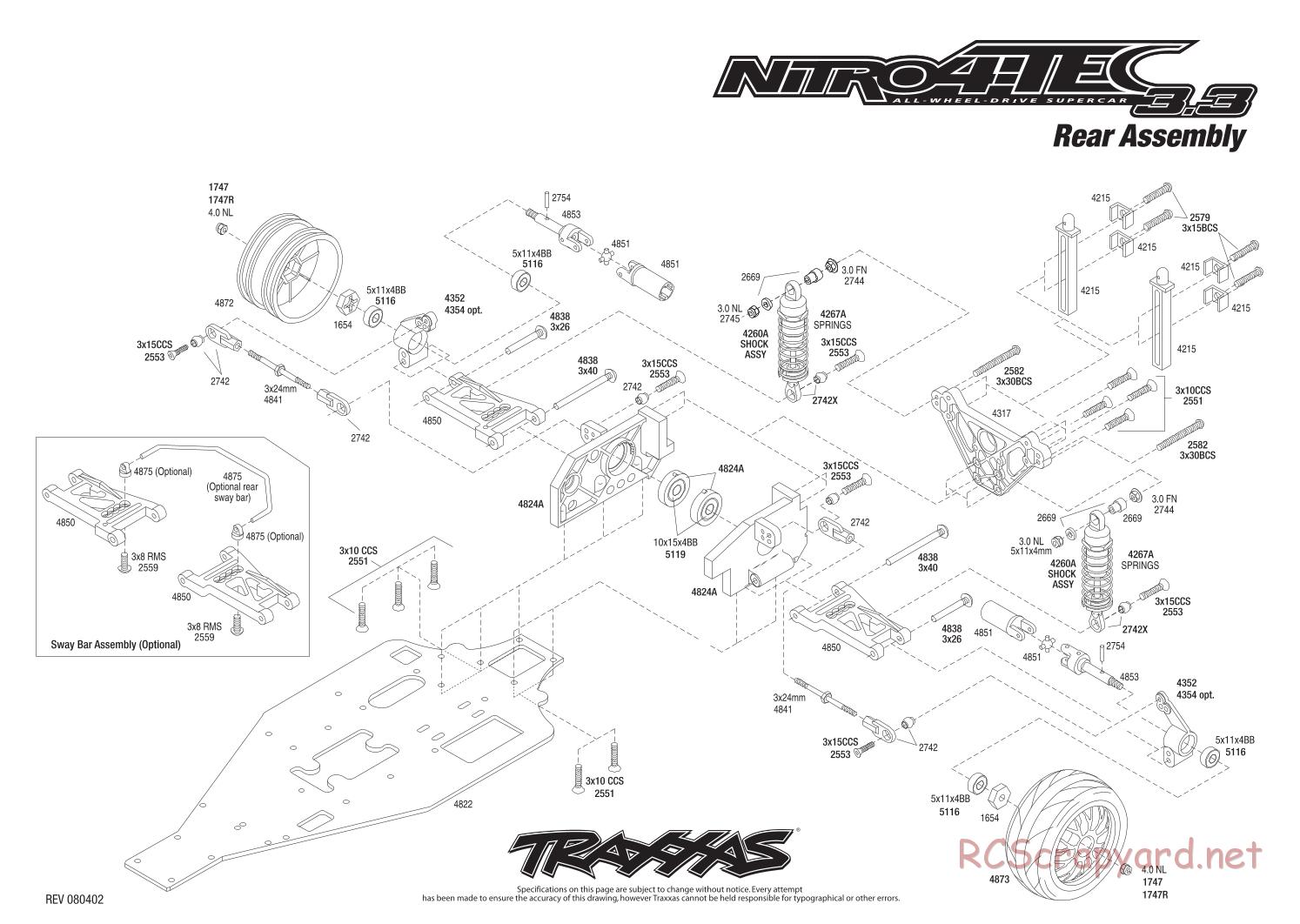 Traxxas - Nitro 4-Tec 3.3 (2006) - Exploded Views - Page 3