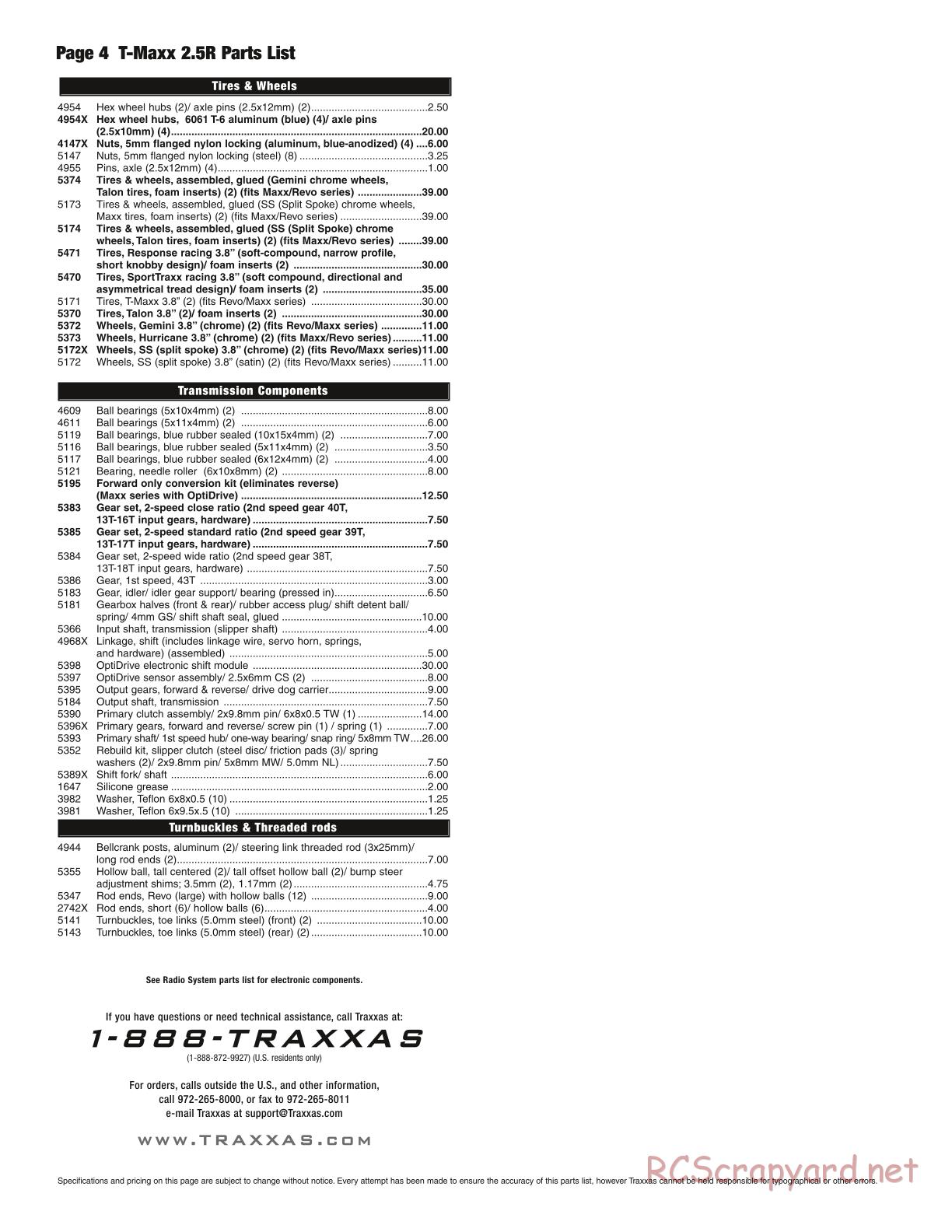 Traxxas - T-Maxx 2.5R (2006) - Parts List - Page 4