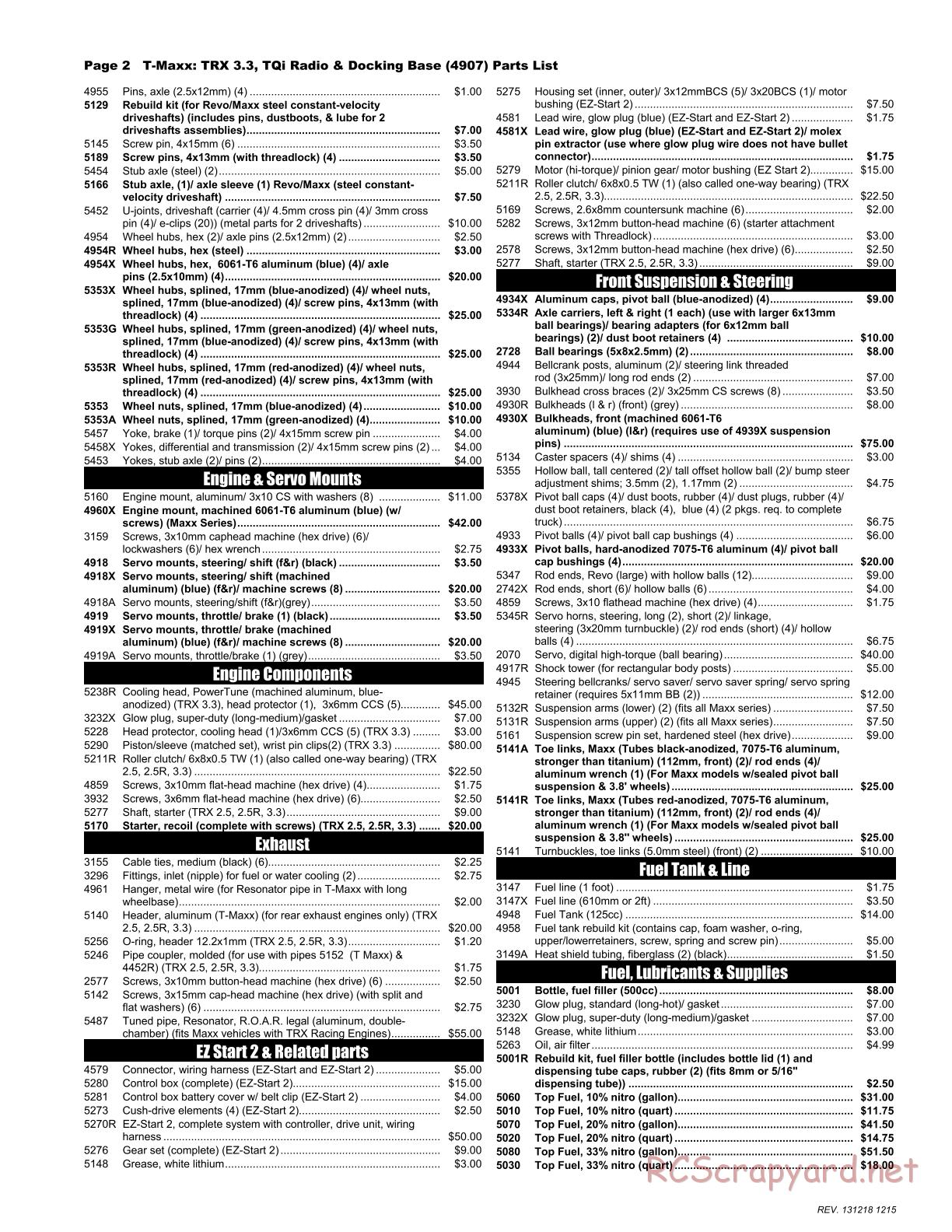 Traxxas - T-Maxx 3.3 (2010) - Parts List - Page 2