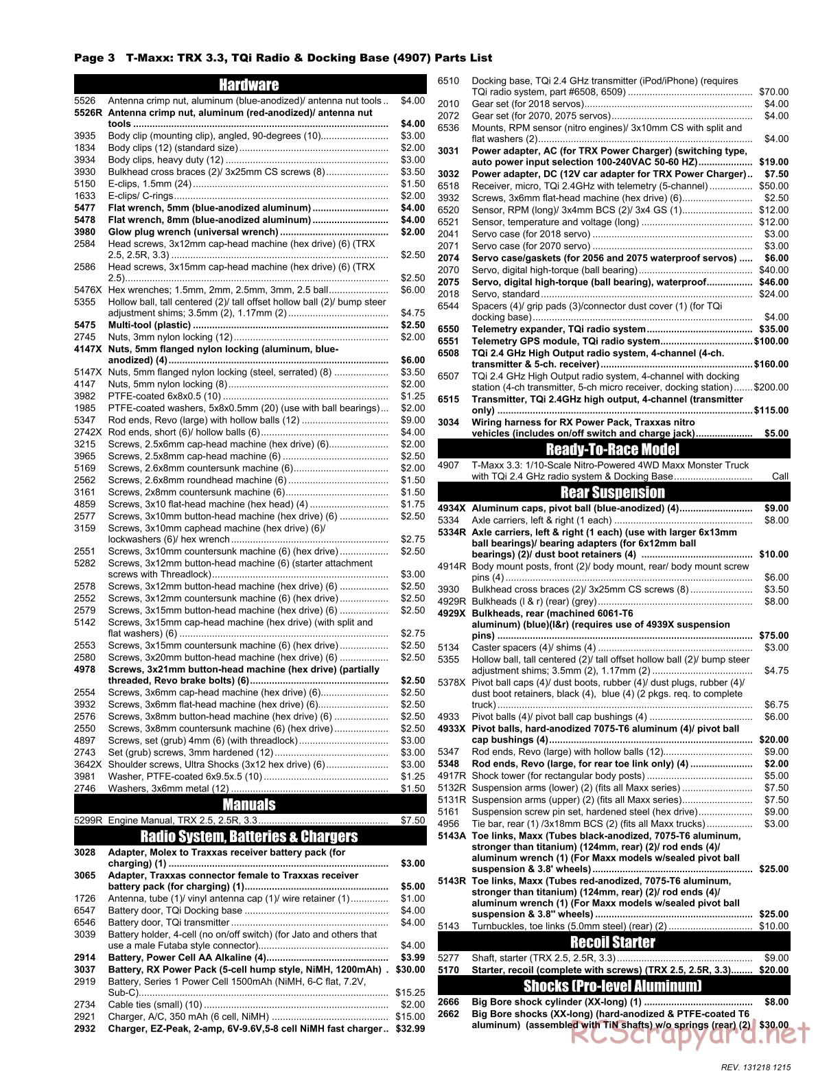 Traxxas - T-Maxx 3.3 (2010) - Parts List - Page 3