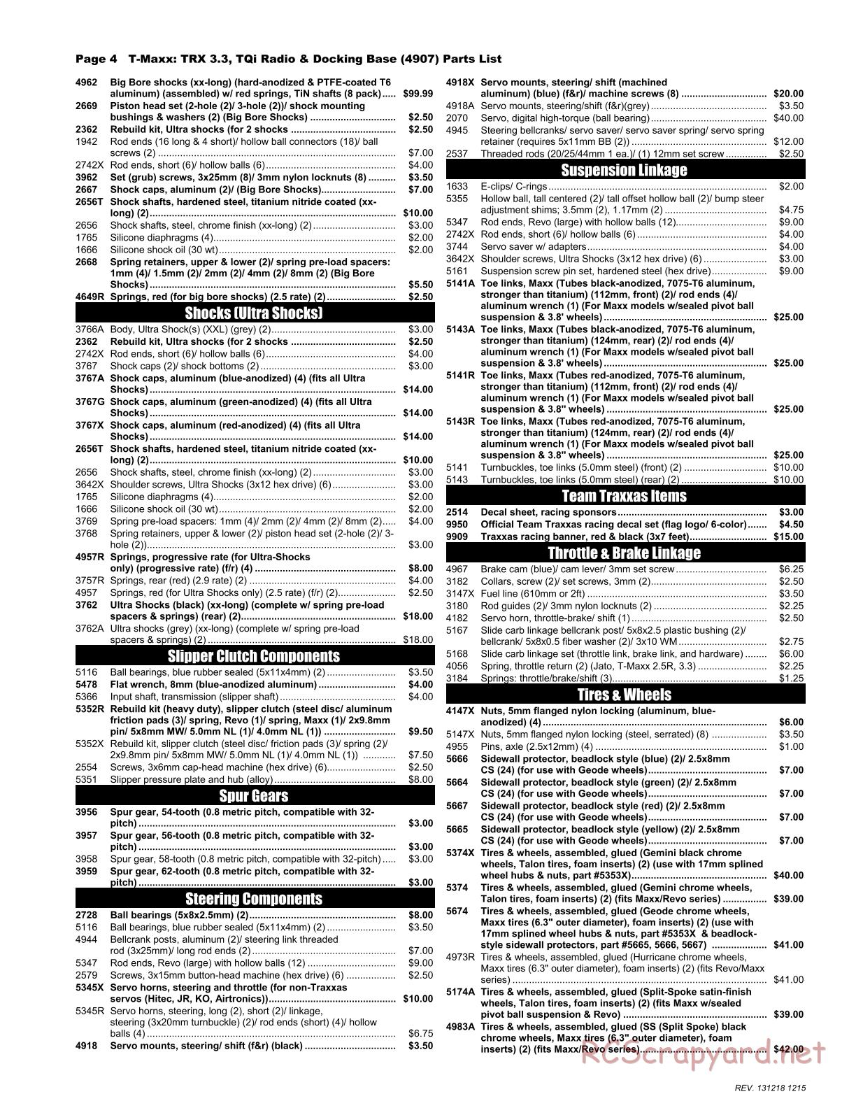 Traxxas - T-Maxx 3.3 (2010) - Parts List - Page 4
