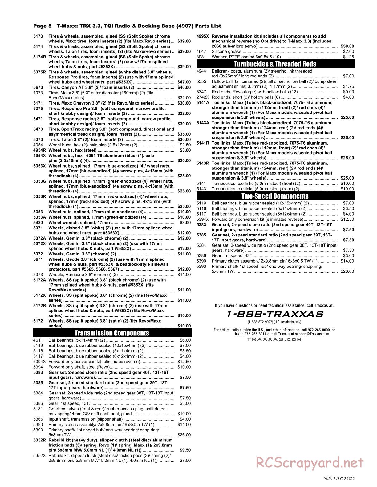 Traxxas - T-Maxx 3.3 (2010) - Parts List - Page 5