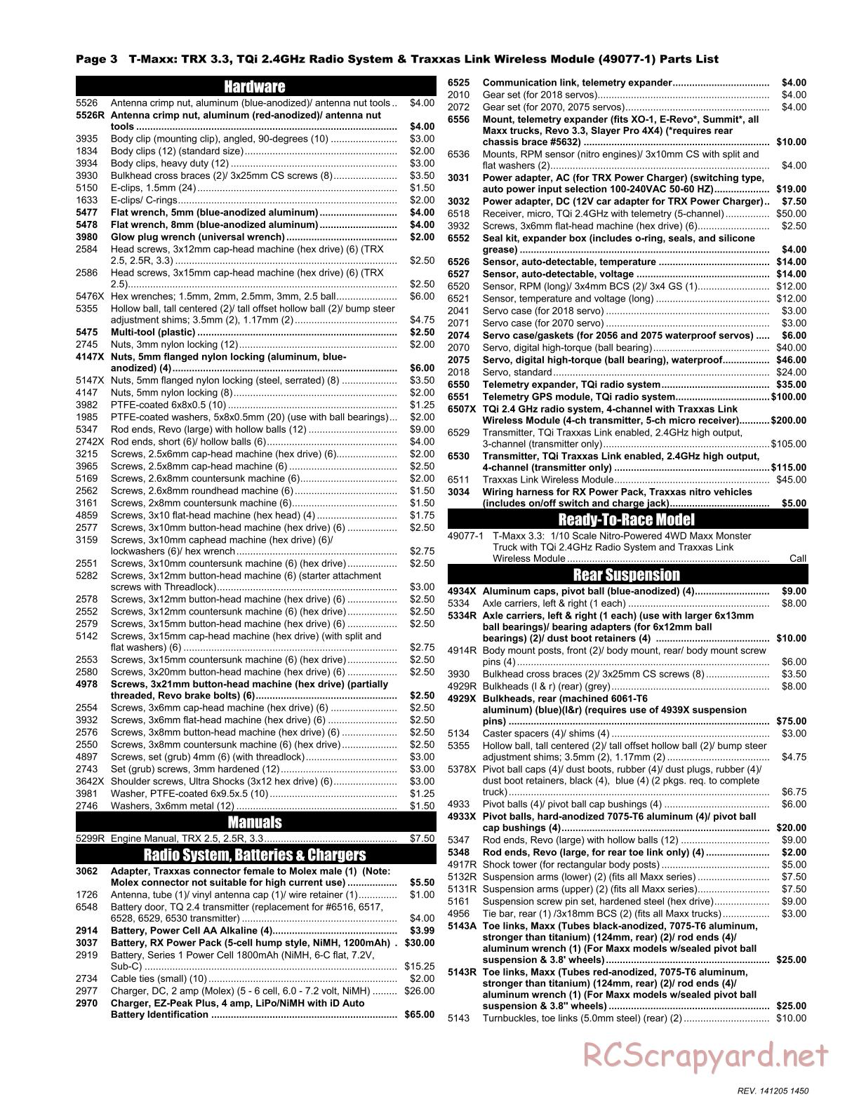 Traxxas - T-Maxx 3.3 (2015) - Parts List - Page 3