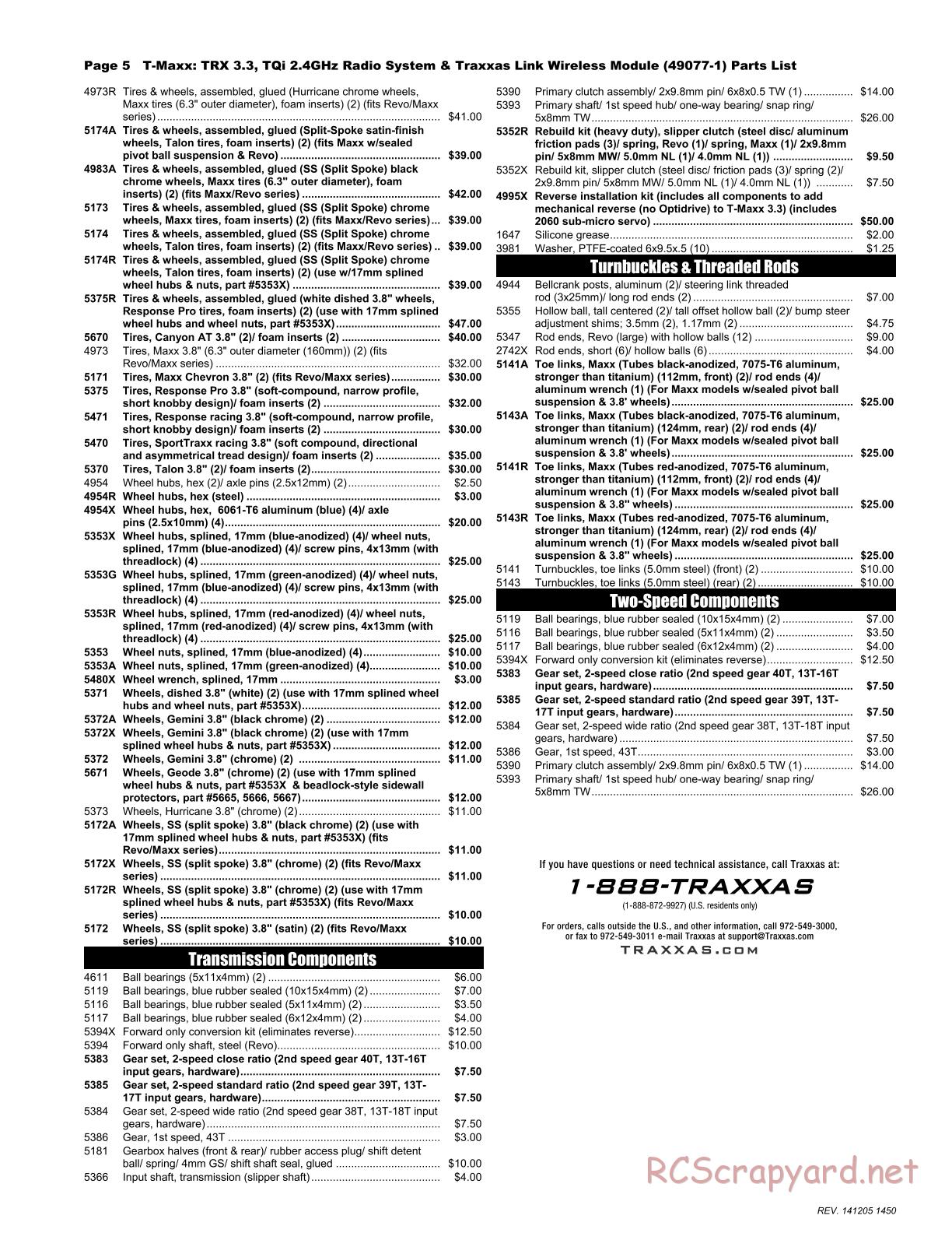Traxxas - T-Maxx 3.3 (2015) - Parts List - Page 5